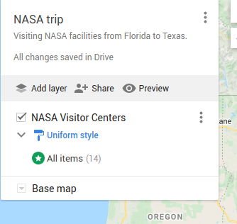 Screen shot of Google Map with Layers info